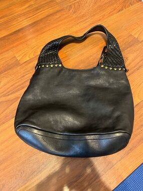 Vilenca Holland Women's Black high quality Leather Hobo Bag with Studded Detail